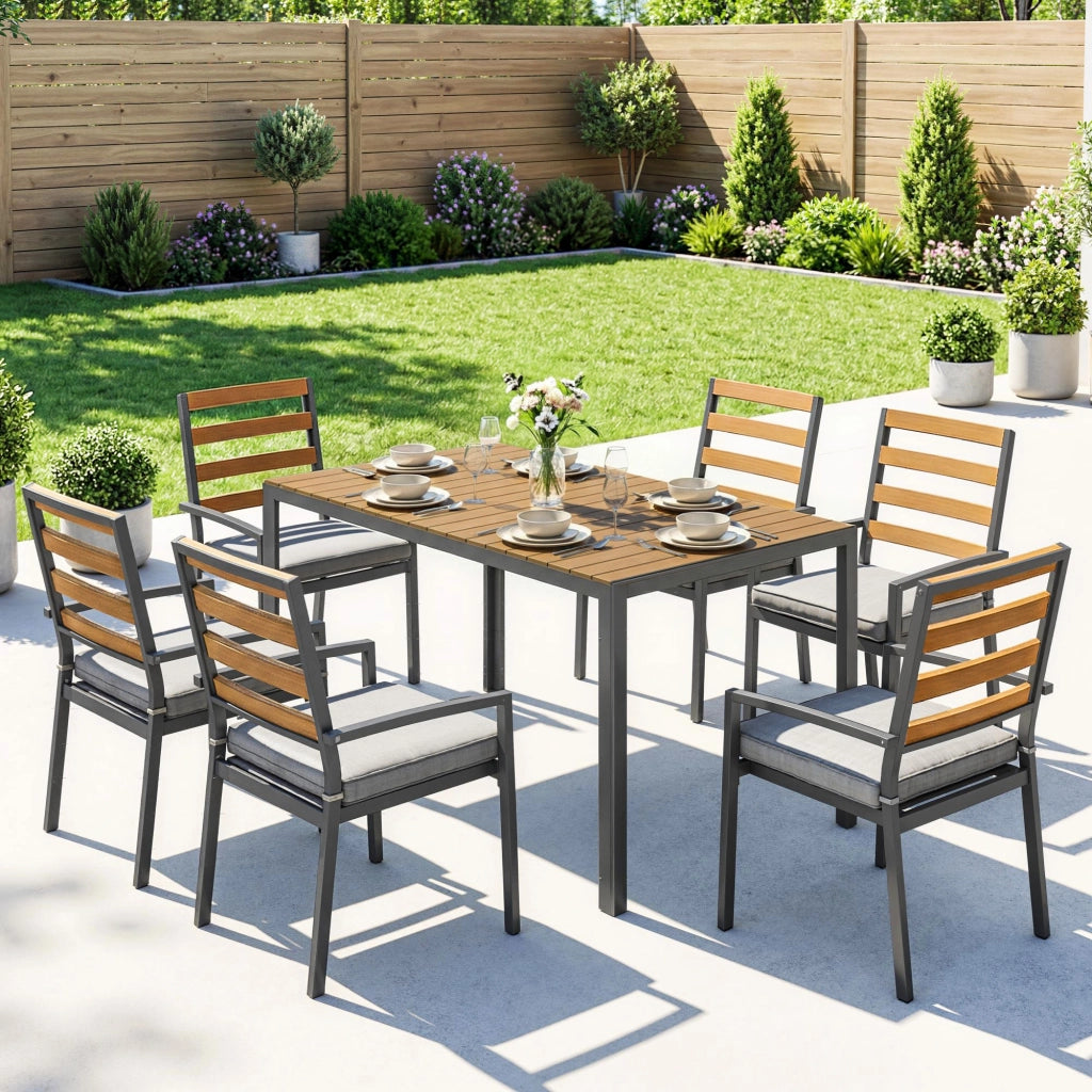 Set Tavolo e Sedie da Giardino ¨C zephmum ¨C 7 Pezzi in Legno con Cuscini