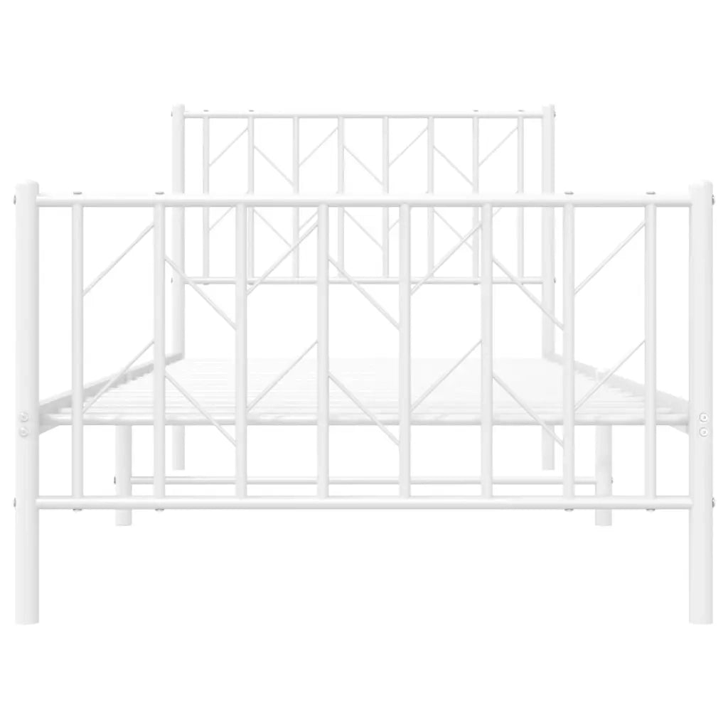 Giroletto con Testiera e Pediera Metallo Bianco 90x200 cm 374497