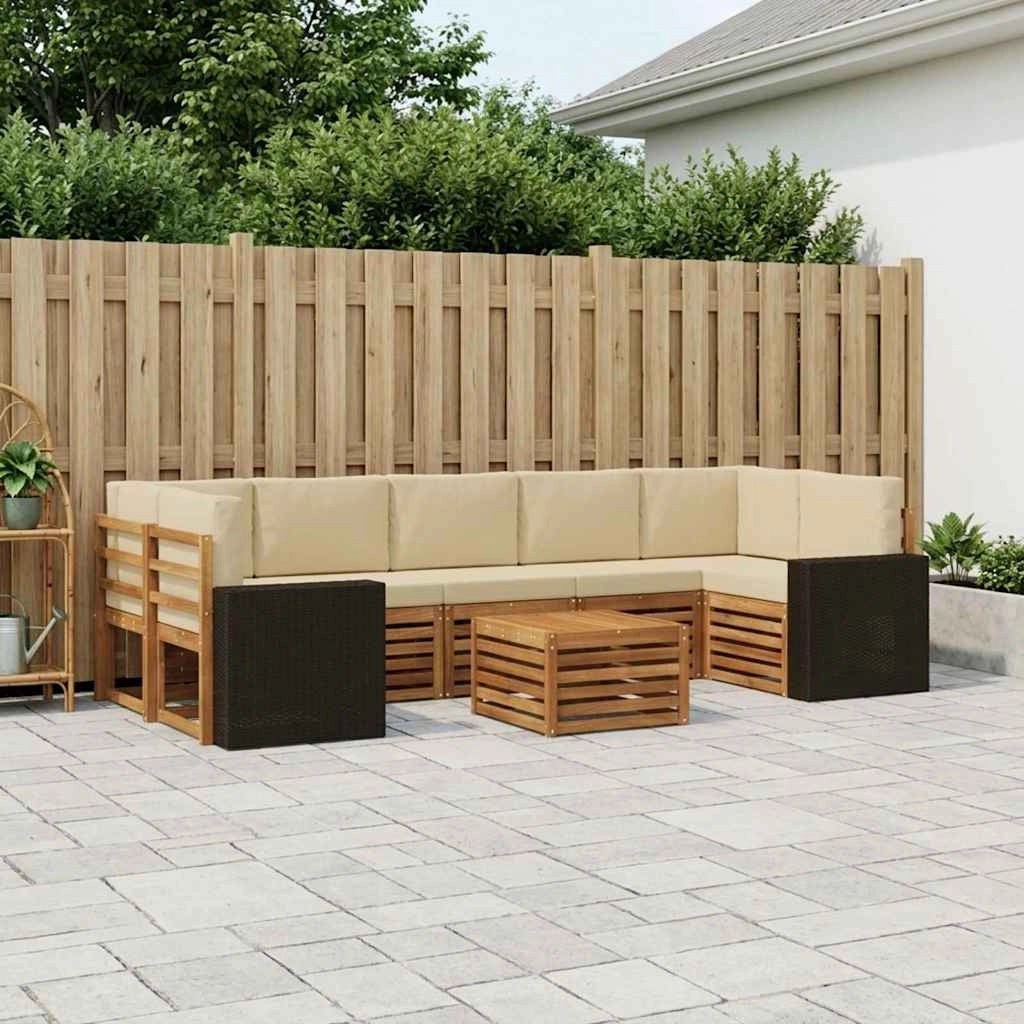Set di divani da esterno 8 pz Naturale e Beige 3384154