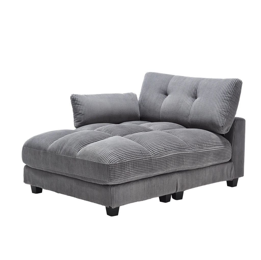 Poltrona relax 140x112x81 cm con portabicchieri e tasche in velluto grigio