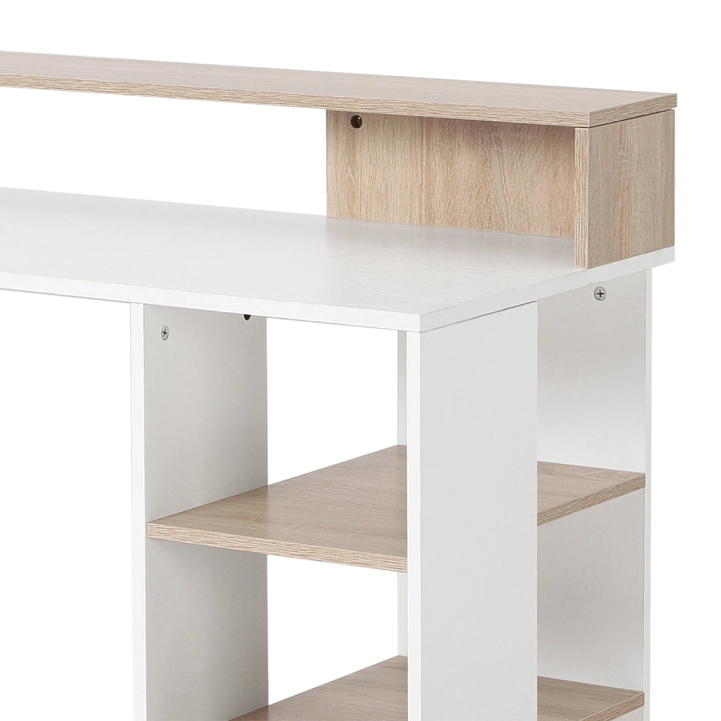 Scrivania da Ufficio Porta PC 137x55x92 cm in Legno MDF Legno Naturale e Bianco