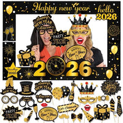 Accessori di scena per foto 26 pezzi - Cappello di capodanno - Decorazione per foto - Decorazione per festa di capodanno - Occhiali di capodanno - Accessori per foto - Supporto per foto