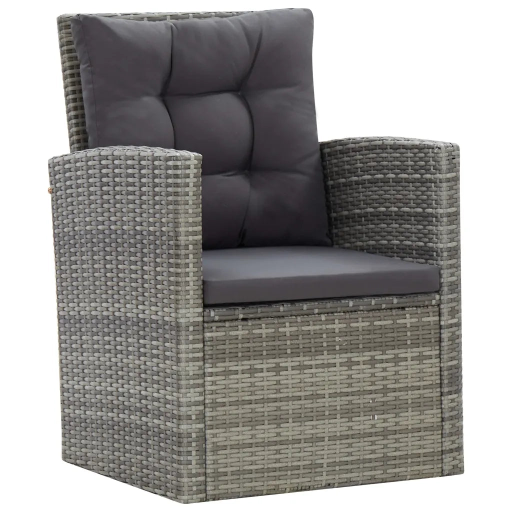 Set da Pranzo da Giardino 5 pz con Cuscini in Polyrattan Grigio cod mxl 35779