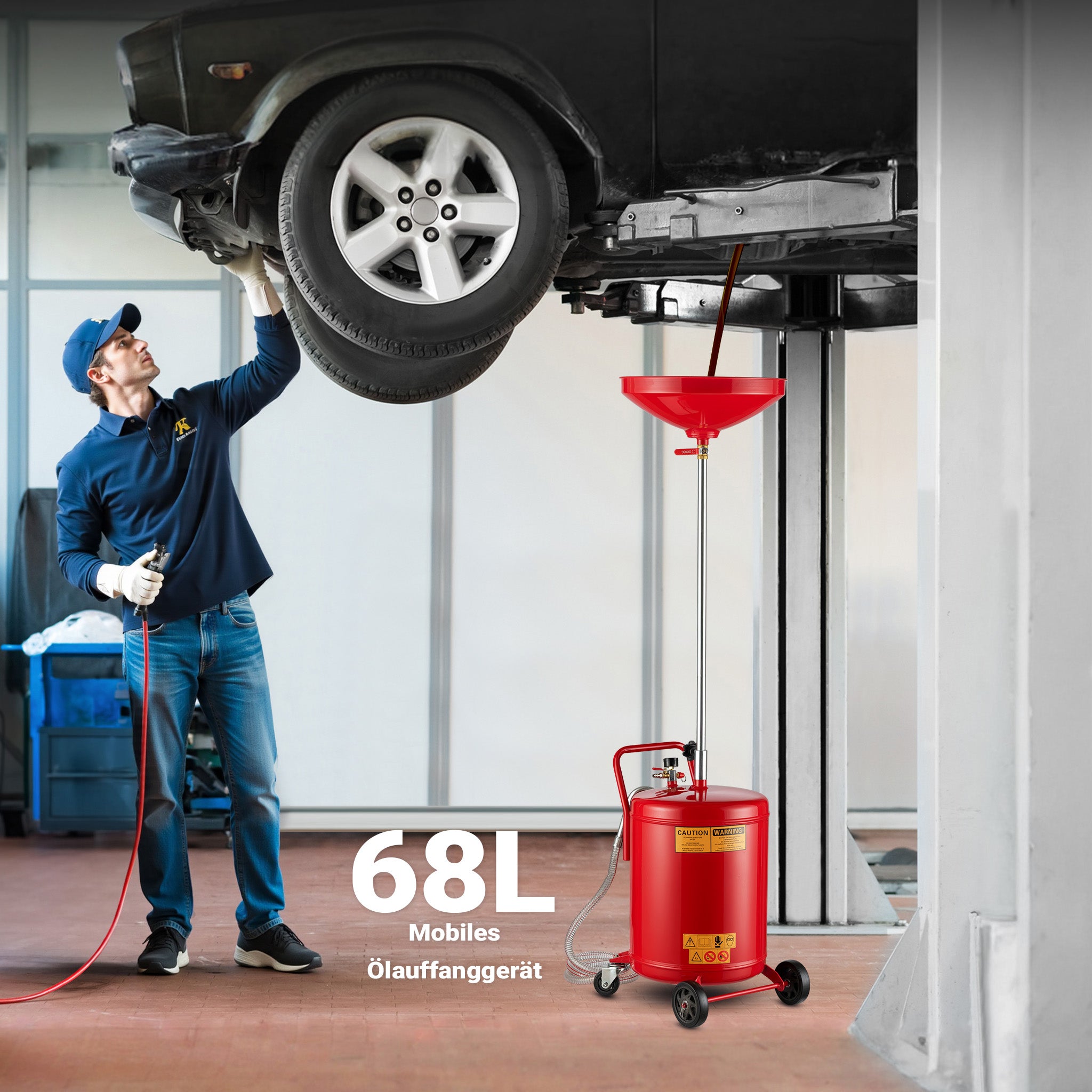 Recuperatore olio esausto 68 litri altezza regolabile 98-157cm Raccoglitore olio esausto