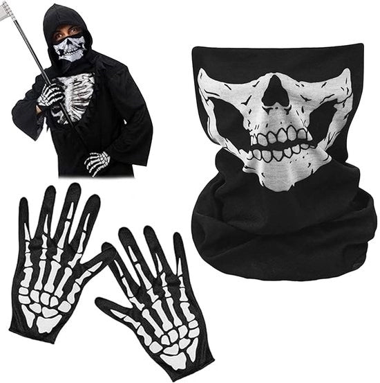 Maschera del Volto Completo Skeleton per Costume di Carnevale/Halloween - Nero - M - Maschera