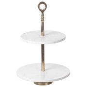 Piatto da dessert a 2 piani metallo marmo oro e bianco Design moderno e glamour