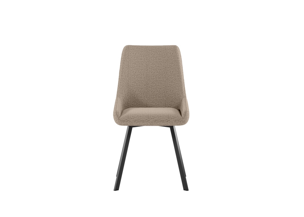 Sedia da interno Fox con seduta e schienale in microfibra color Beige, struttura in metallo resistente, design moderno - Fox