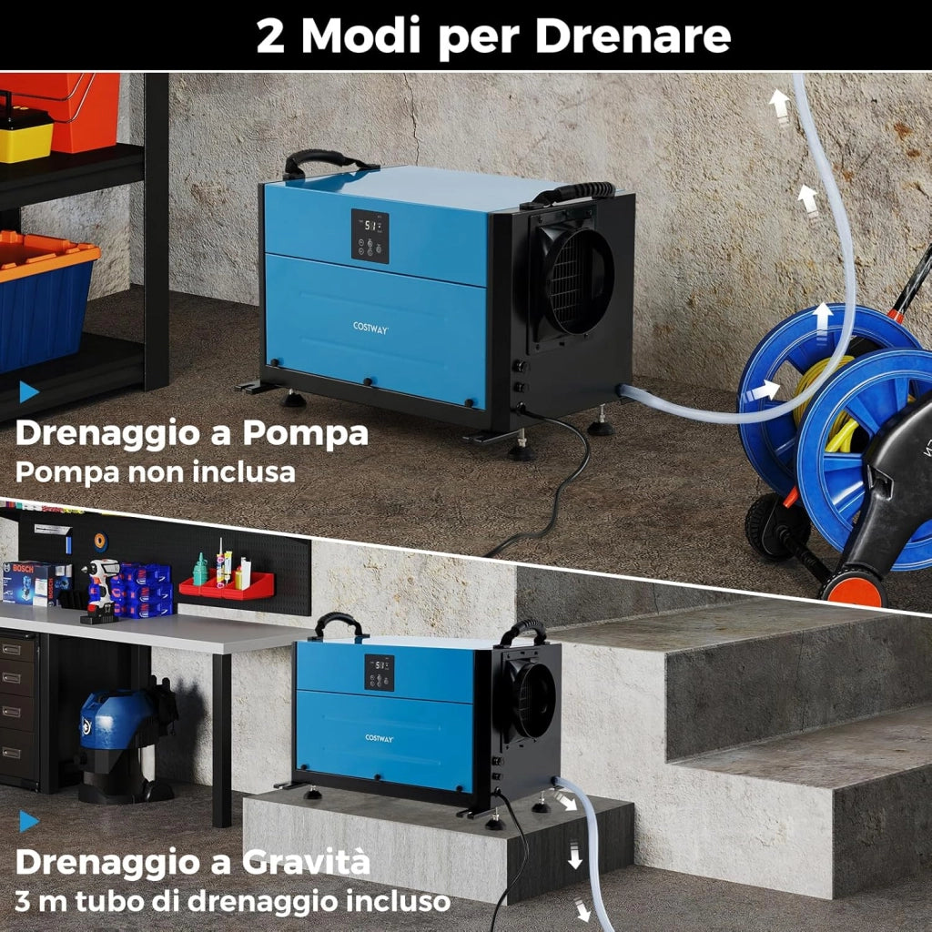58,5/73,5 L Deumidificatore Commerciale, Deumidificatore Industriale con 3 Modalità e Timer 24H, Sbrinamento Automatico per Cantina Magazzino (73,5 L/giorno Blu)