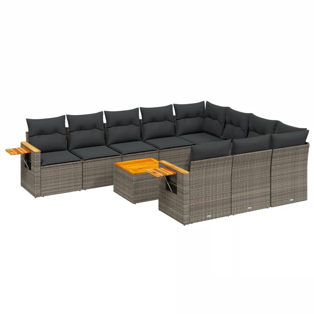 Set Divani da Giardino 11 pz con Cuscini in Polyrattan Grigiocod mxl 112783