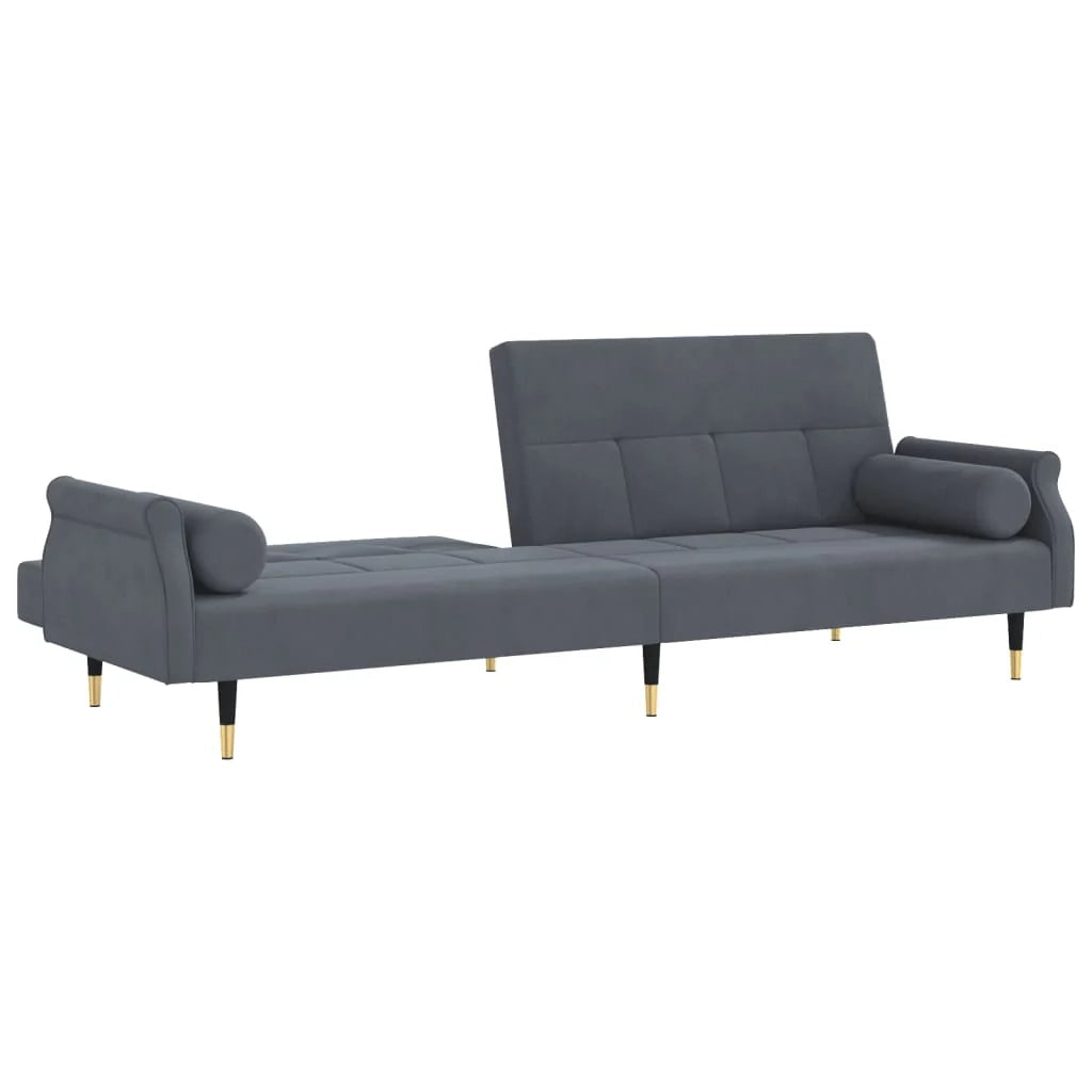 Divano letto con cuscini 216 x 89 x 70 cm velluto grigio scuro 02_0020405