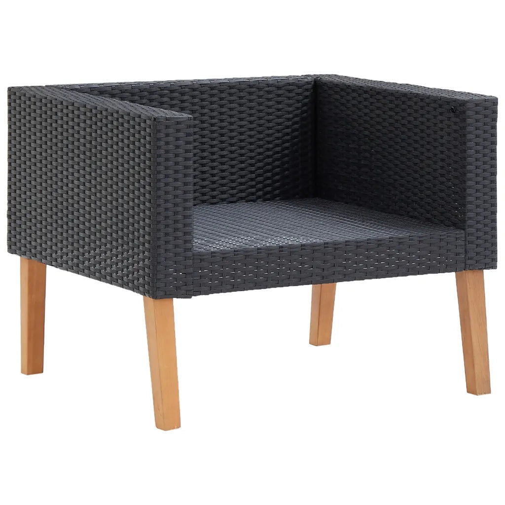Set Divani da Giardino 5 pz con Cuscini in Polyrattan Nero 3059333