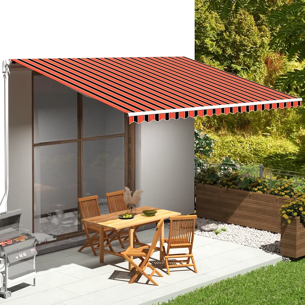 Tessuto di Ricambio Tenda da Sole-Ricambio telo per tenda da sole Arancione e Marrone 5x3,5 m