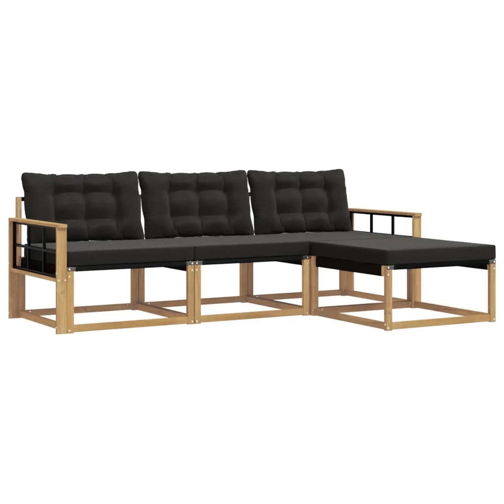 Set di divani da esterno 4 pz Bianco e Nero 3388570
