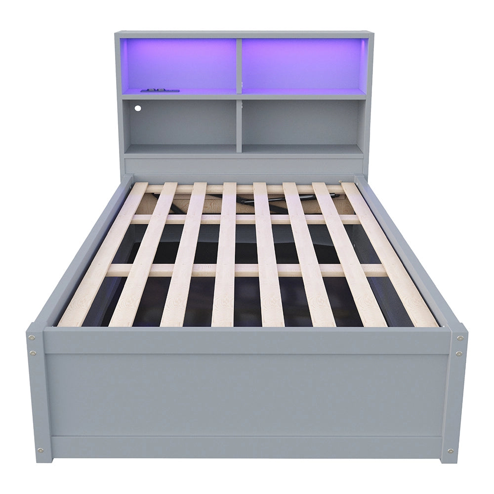 Divano letto-Xylo-90x200 cm-LED, multipresa, legno grigio