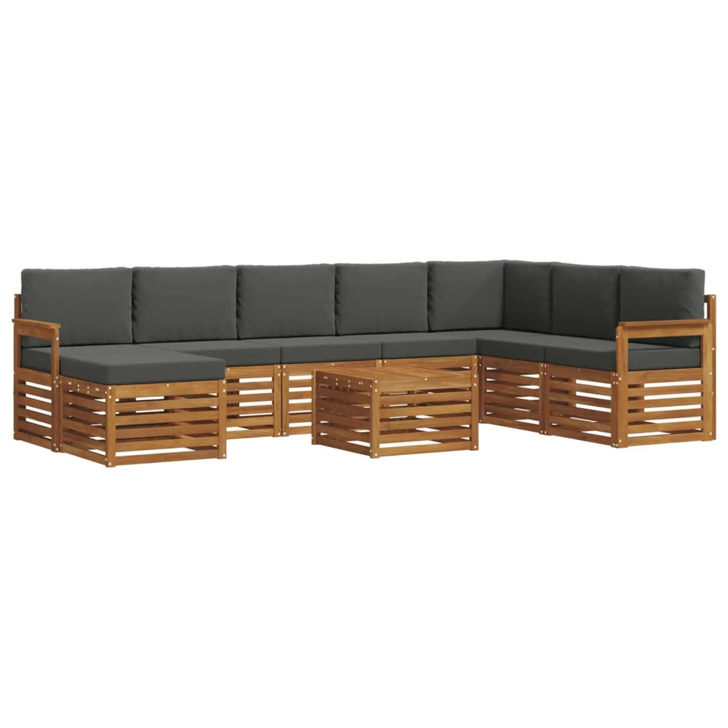 Set di divani da esterno con cuscino 9 pcs Naturale e Antracite
