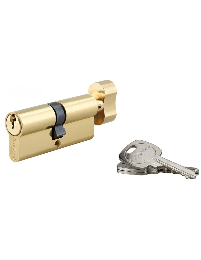 Cilindro STD con pomolo 40 x 40 mm, ottone, 3 chiavi – THIRARD