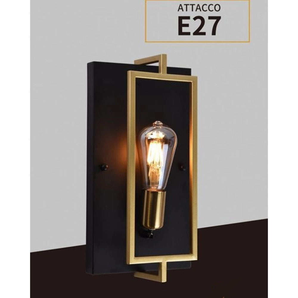 Trade Shop - Applique A Parete Stile Industriale Lampada Muro In Metallo Attacco E27 Nero Bronzo Aq63 -
