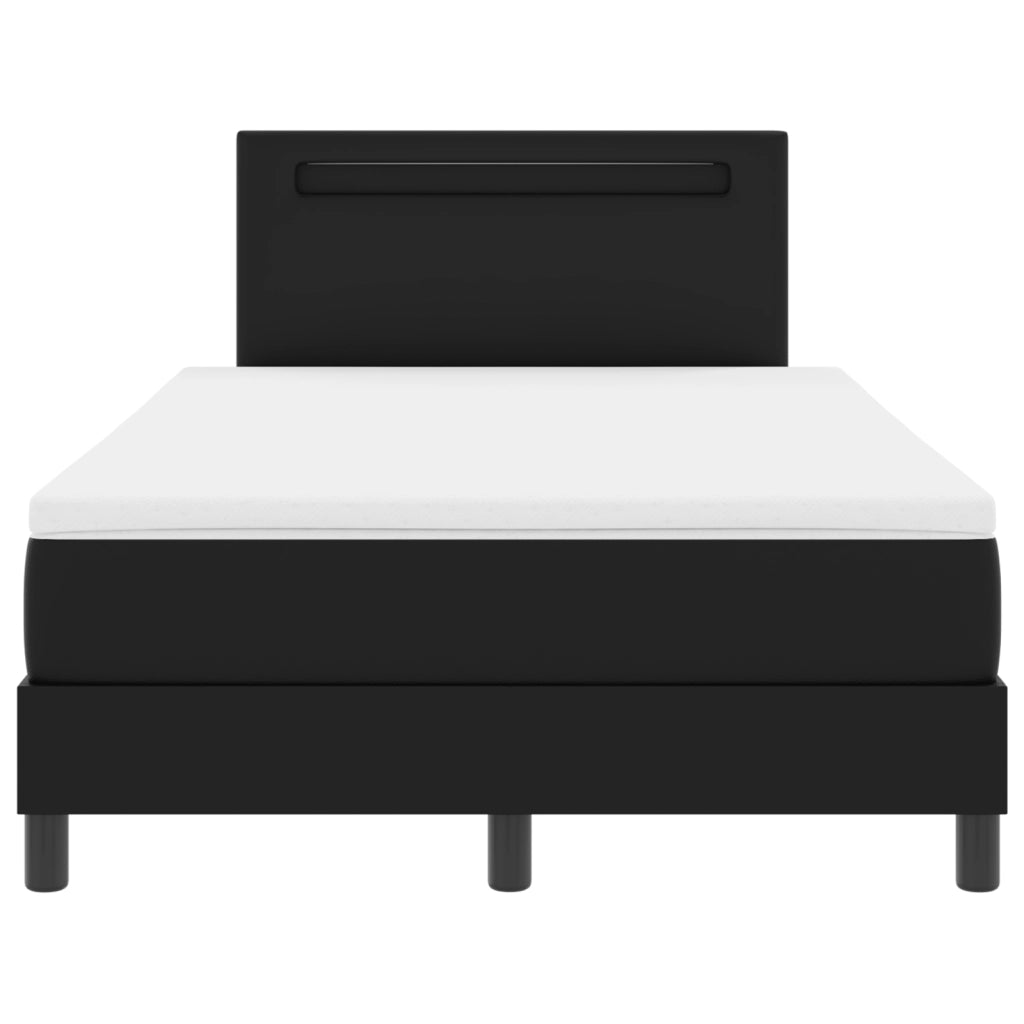Letto a Molle  con Materasso Nero Matrimoniale Piccolo in Ecopelle