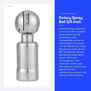 Sprayball 3/4 Pollici NPT - Acciaio Inox - Schema di Aspersione 360° - Auto Pulente - Pulizia del Serbatoio Sanitario - Installazione Facile - Pulitore a Spray