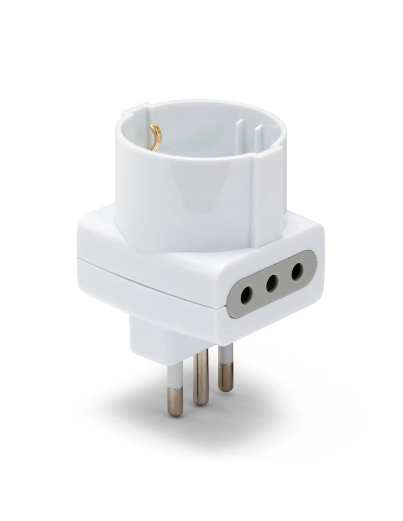 ADATTATORE TRIPLO SCHUKO/BIVALENTE 10A 2P+T - presa 10A 2P+T - Colore Nero - ELECTRALINE