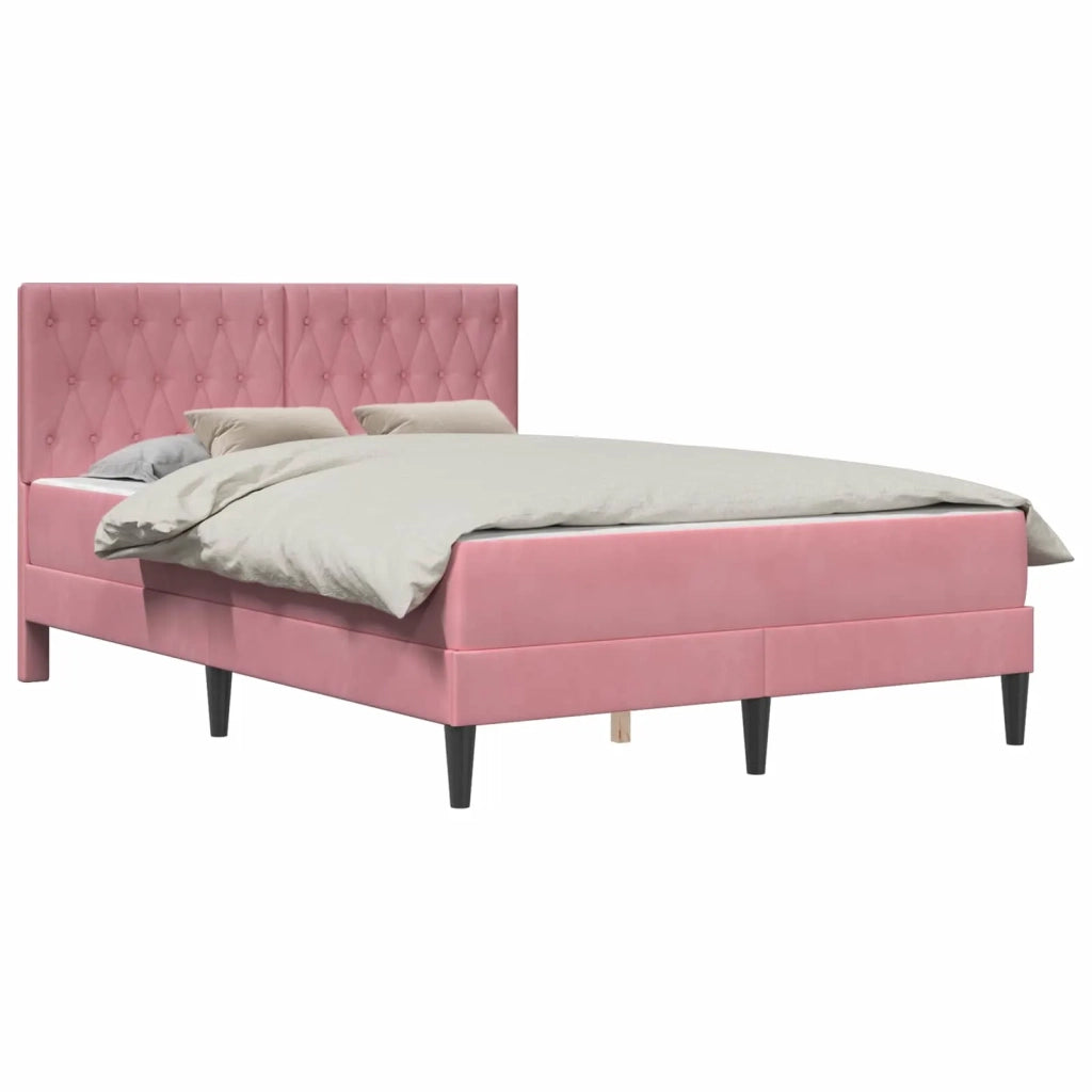Struttura letto con materasso Rosa 140 x 190 cm Velluto