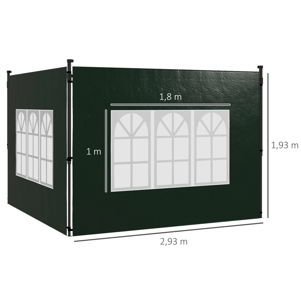Pareti laterali per gazebo 3x3 m e 3x6 m ¨C zephmum ¨C Verde 293x193 cm