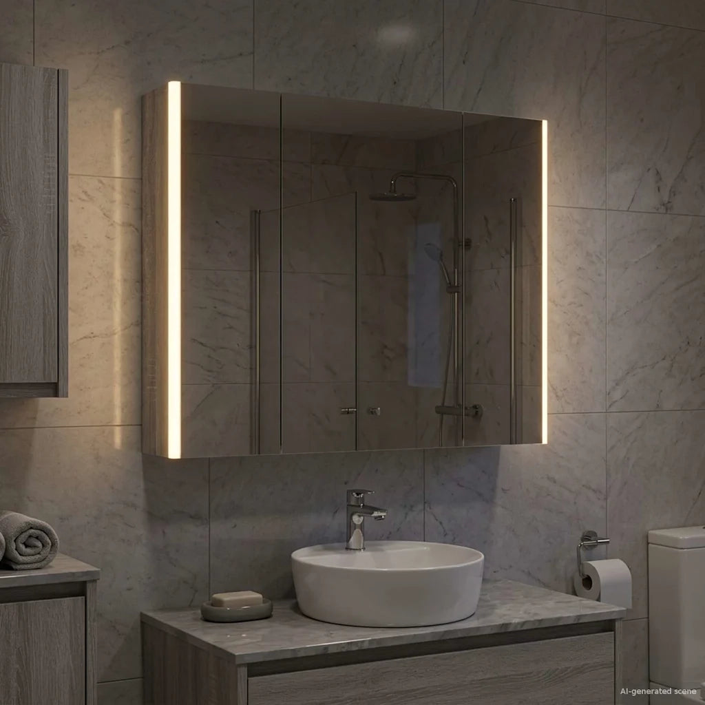 Mobiletto per specchio da Bagno | Armadio da bagno Grigio Sonoma