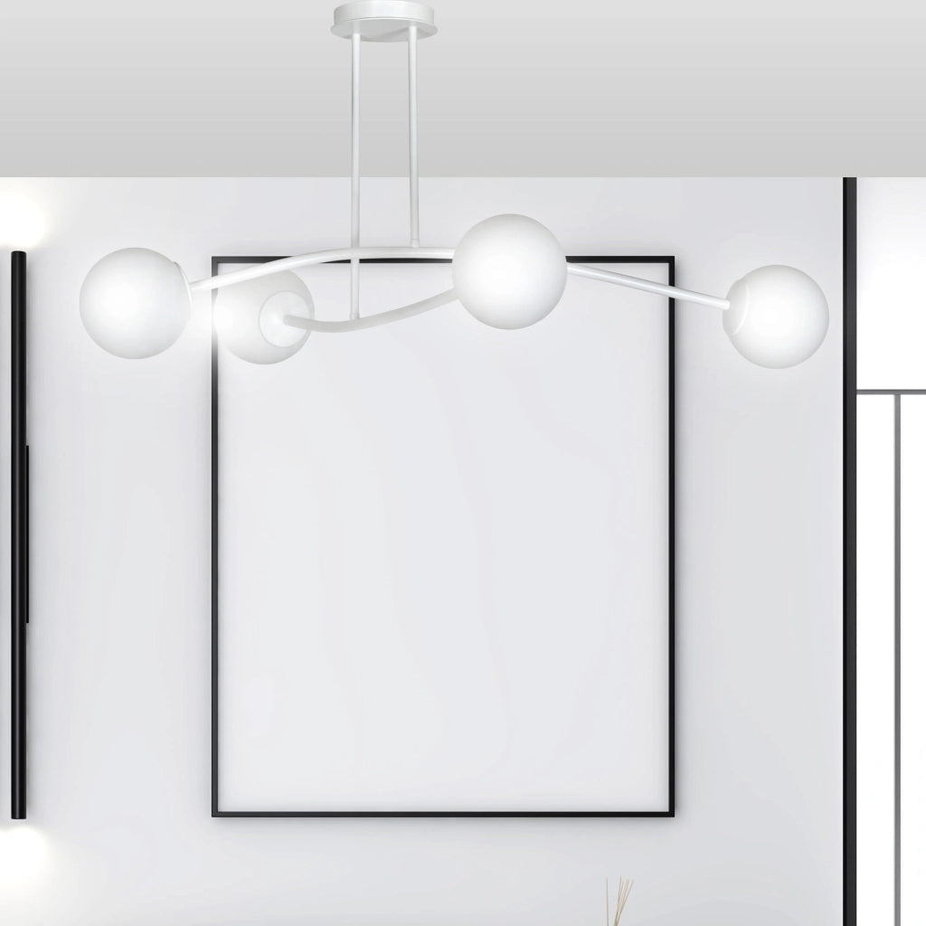 Lampadario Emibig Halldor 6xE14 bianco vetro 108cm