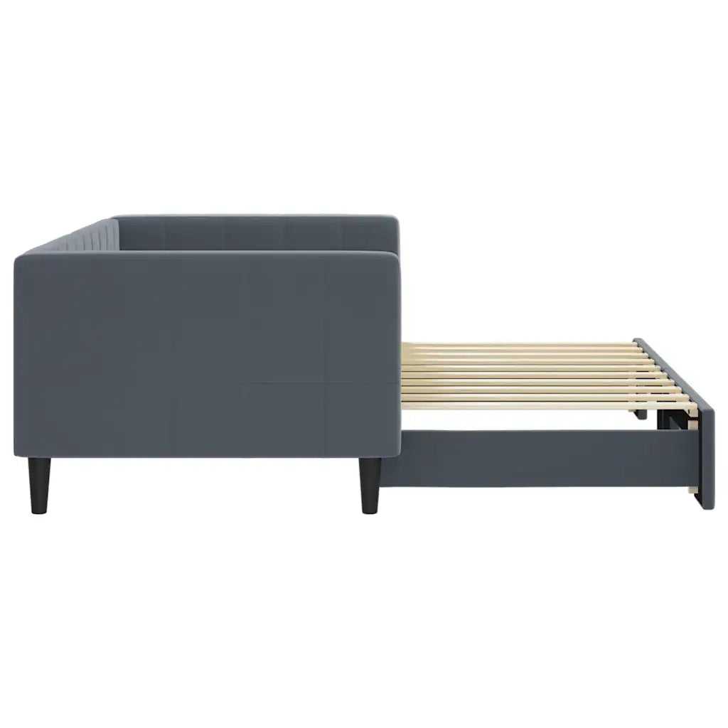 Divano Letto con Letto Estraibile Grigio Scuro 90x190cm Velluto
