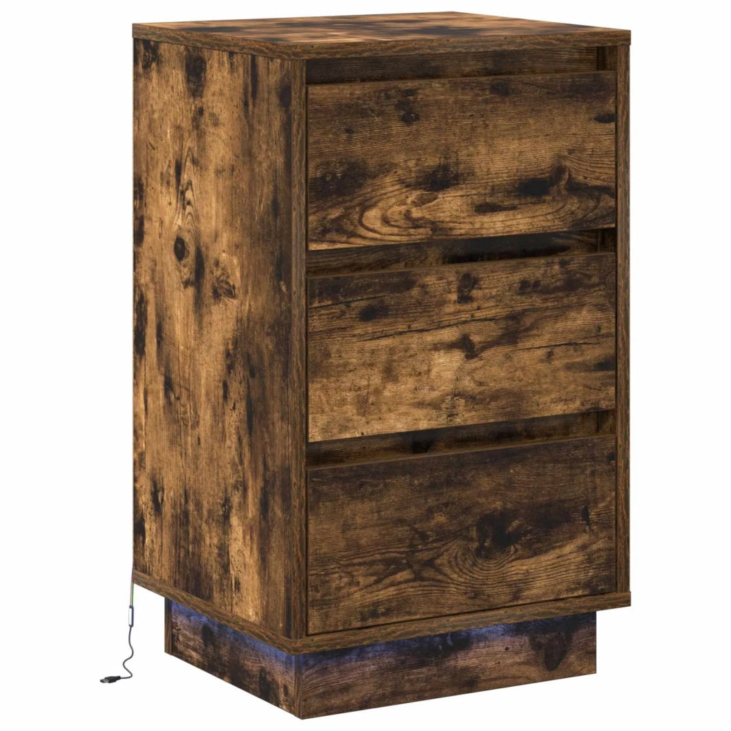 Comodino | Armadio da Notte | Mobiletto da notte con cassetto Rovere fum¨¦ 39 x 34,5 x 65 cm