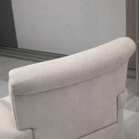 Poltrona d'Arredo in Stile Nordico con Braccioli, in Legno e Poliestere, 79x78x87 cm, Grigio e Marrone