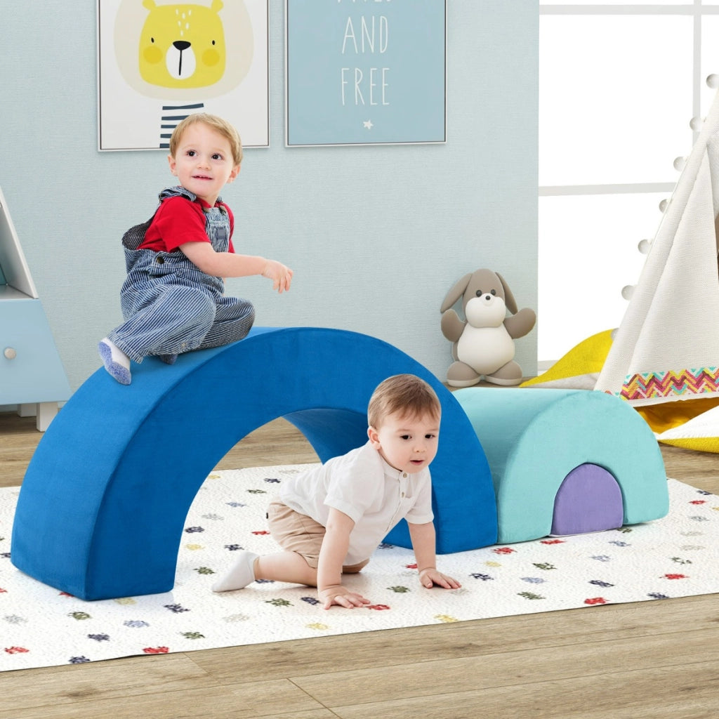 Set di gioco arrampicata arcobaleno con rivestimenti lavabili in lavatrice, Set di attivit¨¤ da gattonamento per interni-Giocattoli educativi