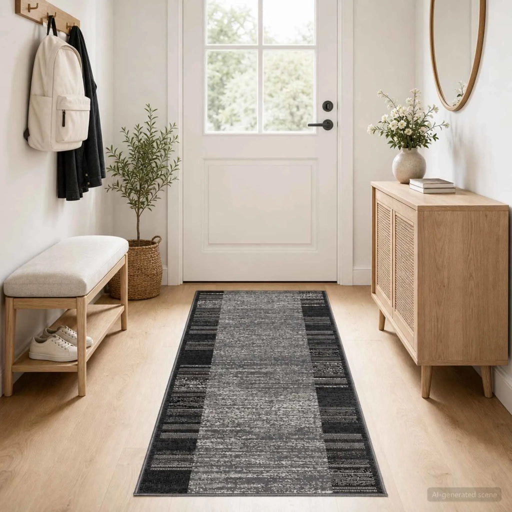 Tappeto Runner FLORNES Tessuto Grigio 80 x 200 cm PP 7 mm 42057472