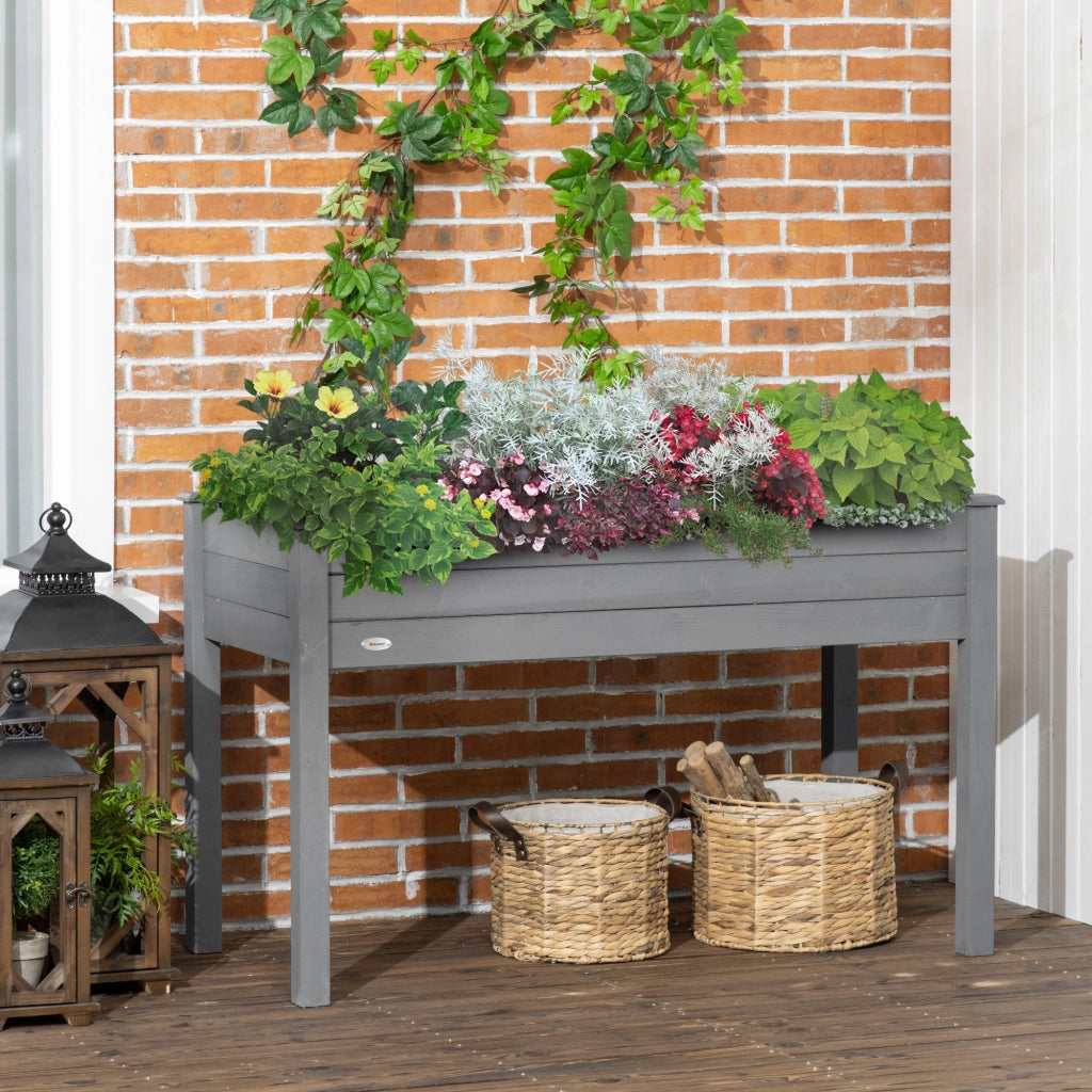 Letto da Giardino Elevato in Legno ¨C zephmum ¨C 122.5x56.5x76 cm Grigio