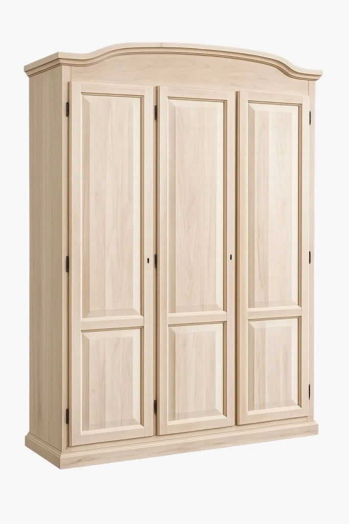 Armadio 3 ante cappello sagomato in legno grezzo 158x56x197 - Mobili 2G