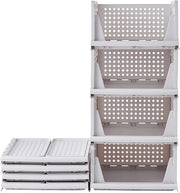 Organizzatore per armadietto - 4 pezzi - plastico - pieghevole - 43L x 33,5P x 18,5A - Capacità 104,64 L - bianco