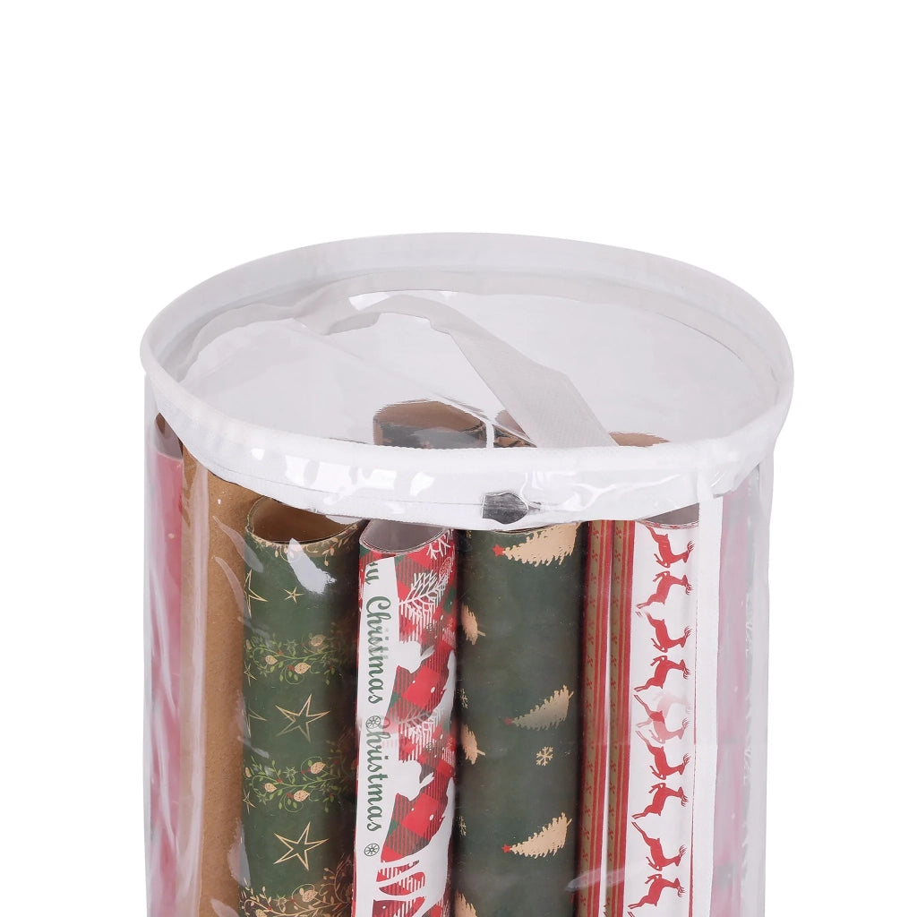Lot de 2 sacs de rangement pour rouleaux de papier cadeau transparent pratique avec poignées 60 x 25 x 25 cm en PVC clair 13_0017980