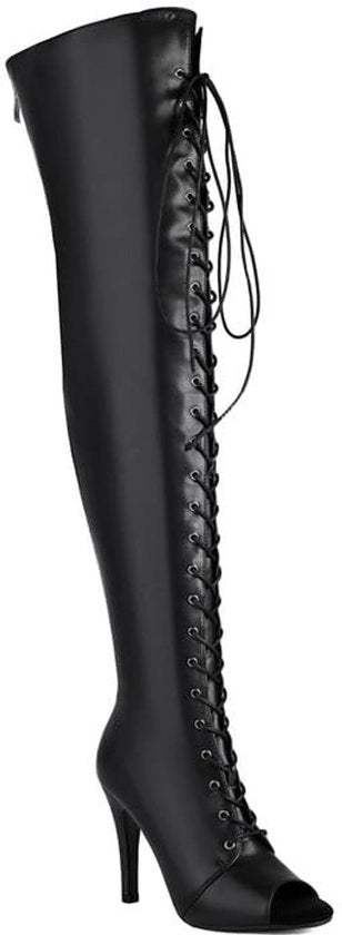 Stivali Stiletto con Cinturino - Alta Caviglia a Viso - Chiusura con Cinturino - Chiusura a Ritaglio - Materiale Stretch - Design Seducente - Tacco Alto