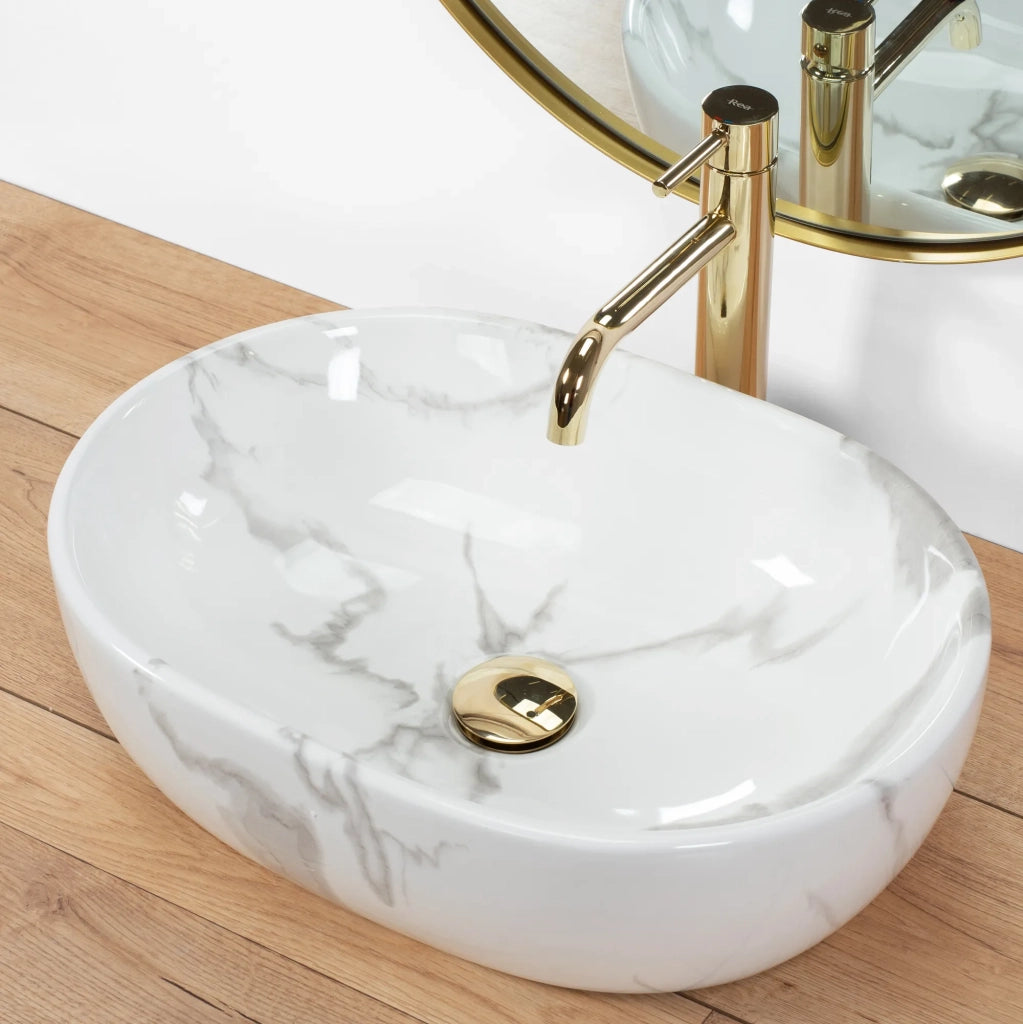 Lavabo Da Appoggio Rea Amelia Marmo Shiny
