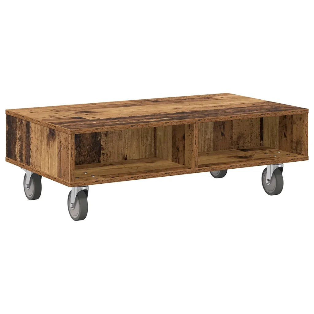 Tavolino | Tavolo laterale con Ruote Legno vecchio 90 x 50 x 30 cm