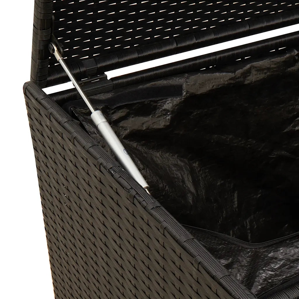 Contenitore da Giardino con Ruote Nero 283L in Polyrattan