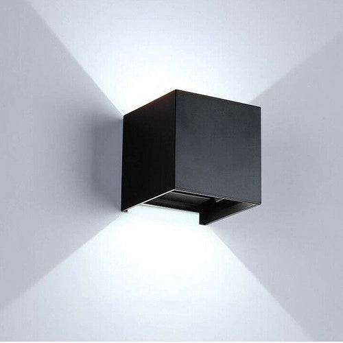 APPLIQUE NERO CUBO LED 10W FARETTO LAMPADA PARETE MURO LUCE FREDDO 6000K