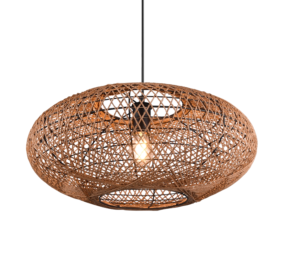 Lampada a sospensione, metallo e sisal, nero, D 52 cm, Hedda