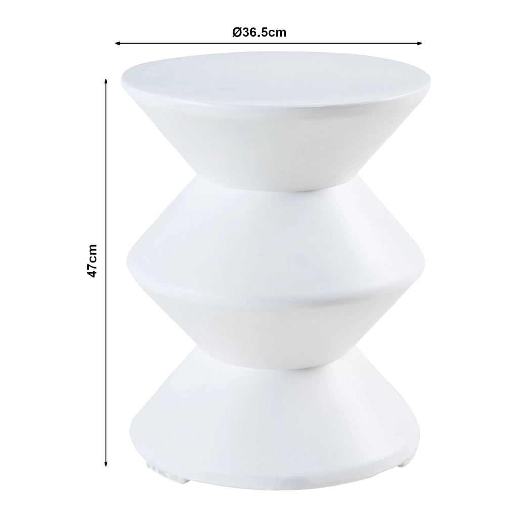 Tavolino Rotondo Kyppeslo in Calcestruzzo Leggero 47xØ37 cm Bianco [en.casa]