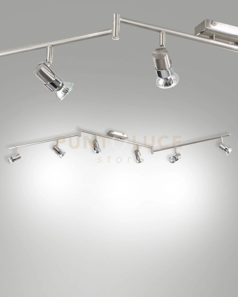 ALICE SPOT 6 LUCI ATTACCO GU10 NICHEL SATINATO S/L ORIENTABILE