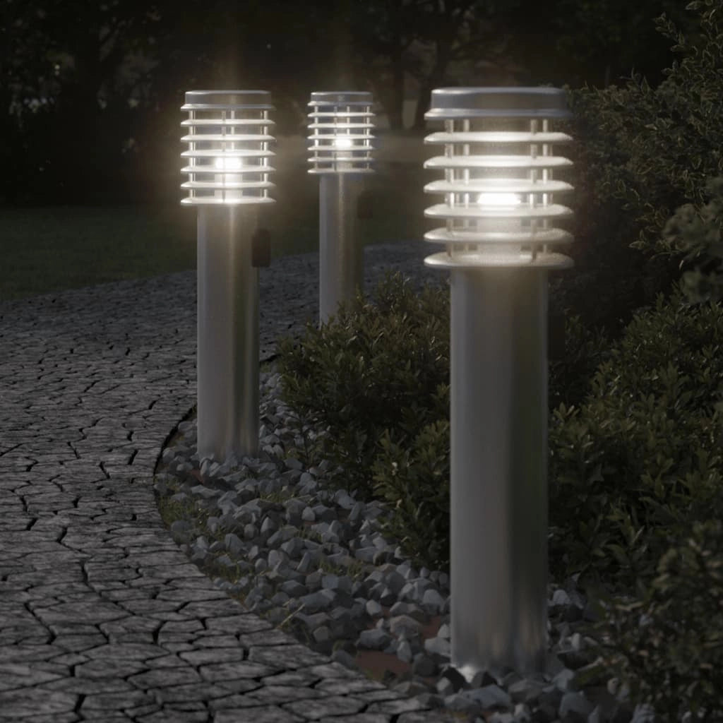Lampada da terra per esterni con uscita argentata 60 cm acciaio inox argento 02_0042533