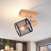 ZMH Faretto da soffitto 1 luce orientabile 350° aspetto legno per soggiorno