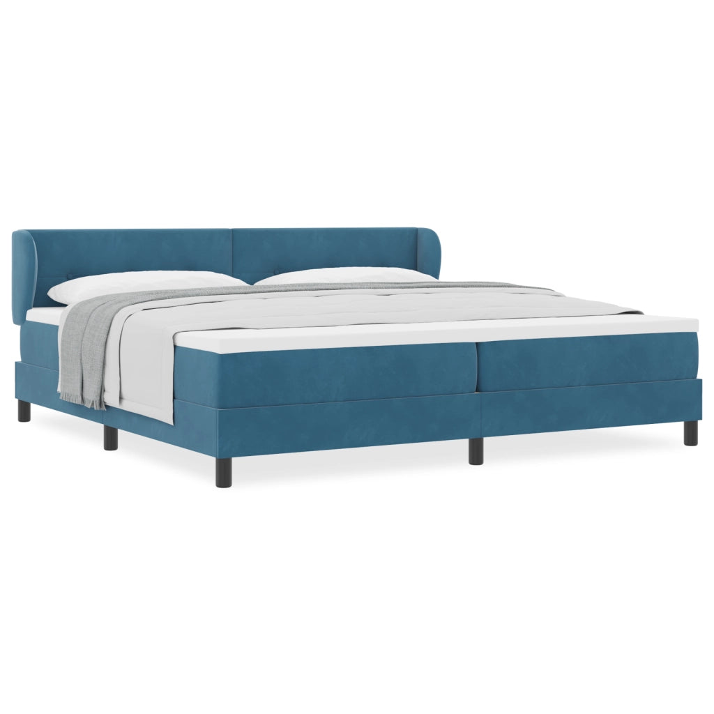 Letto Box Spring con Materasso Blu Scuro 200x200 cm Velluto