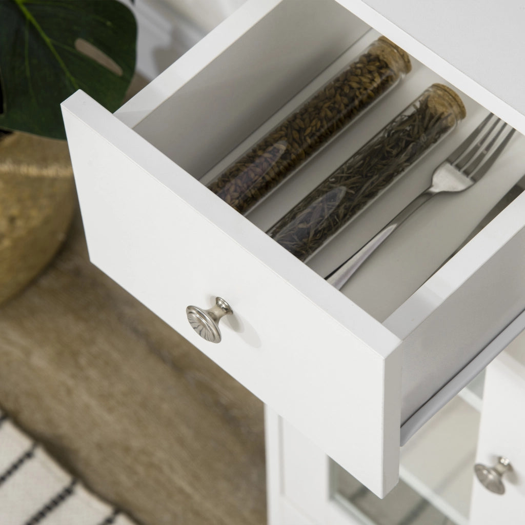Tavolo da cucina con vetro ¨C zephmum ¨C bianco 80x30x82