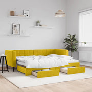 Divano Letto Estraibile con Cassetti Giallo 80x200cm in Velluto 3196737